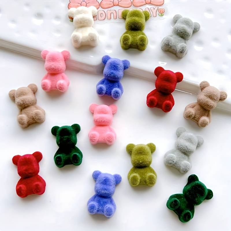 20pcs Flocking Bear Resin Charms for Jewelry, Jewels Making Accessories,Temu